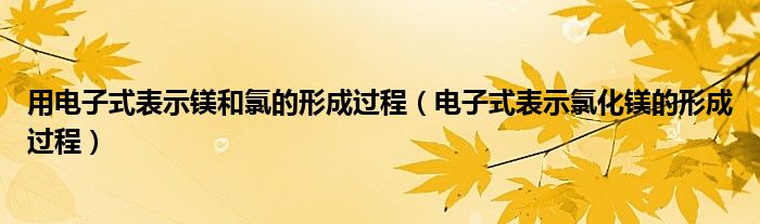 用电子式表示镁和氯的形成过程（电子式表示氯化镁的形成过程）