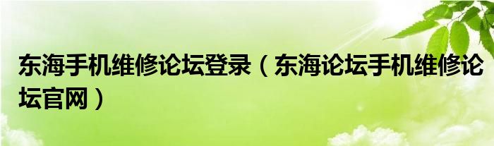 东海手机维修论坛登录（东海论坛手机维修论坛官网）