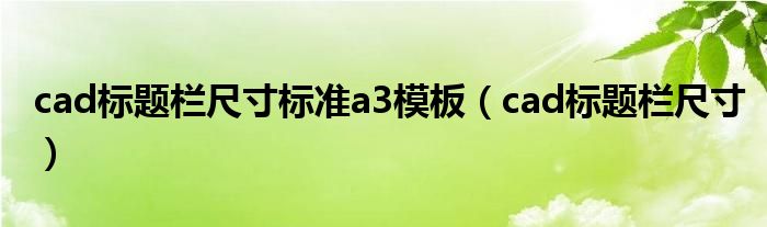 cad标题栏尺寸标准a3模板（cad标题栏尺寸）