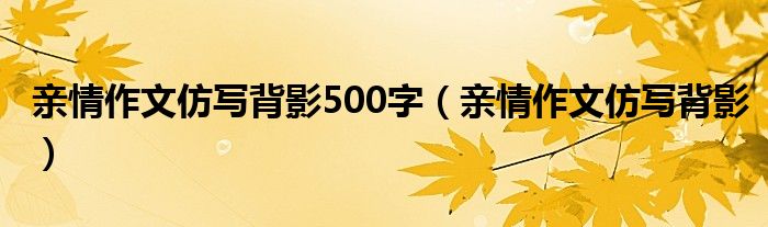 亲情作文仿写背影500字（亲情作文仿写背影）