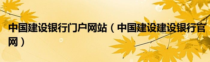 中国建设银行门户网站（中国建设建设银行官网）