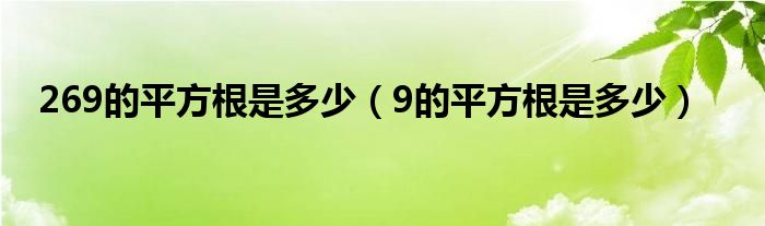 269的平方根是多少（9的平方根是多少）