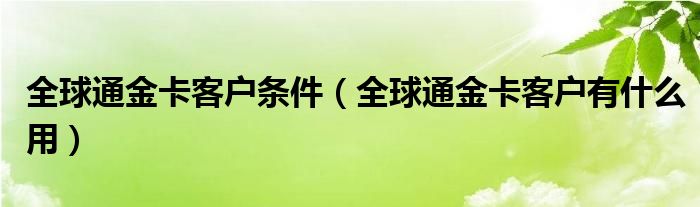 全球通金卡客户条件（全球通金卡客户有什么用）