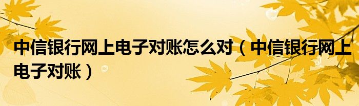 中信银行网上电子对账怎么对（中信银行网上电子对账）