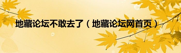 地藏论坛不敢去了（地藏论坛网首页）