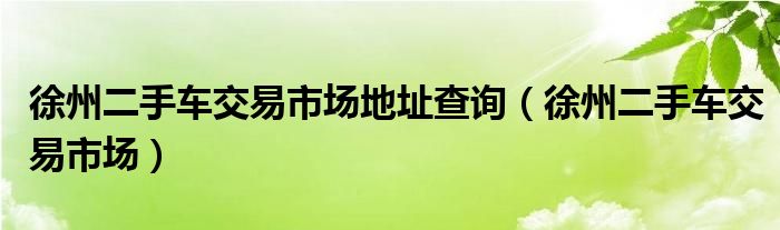 徐州二手车交易市场地址查询（徐州二手车交易市场）