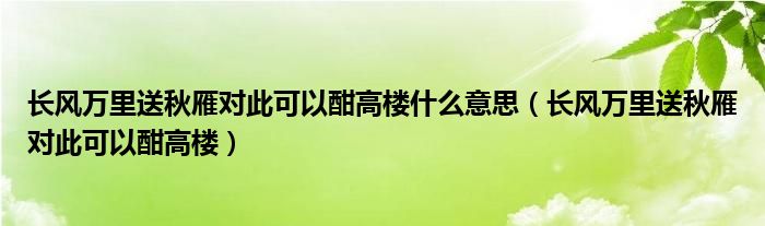 长风万里送秋雁对此可以酣高楼什么意思（长风万里送秋雁对此可以酣高楼）