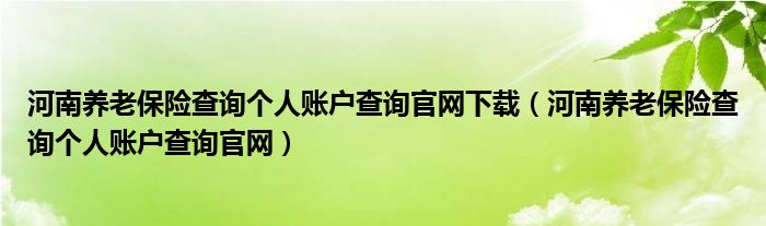 河南养老保险查询个人账户查询官网下载（河南养老保险查询个人账户查询官网）