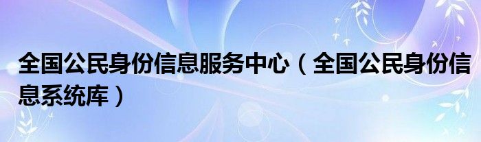 全国公民身份信息服务中心（全国公民身份信息系统库）