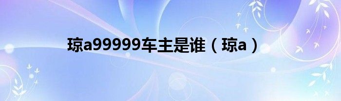 琼a99999车主是谁（琼a）