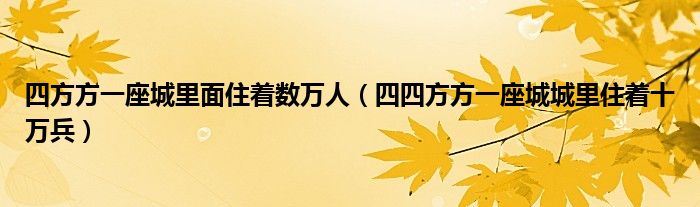 四方方一座城里面住着数万人（四四方方一座城城里住着十万兵）