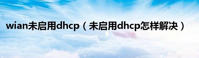 wian未启用dhcp（未启用dhcp怎样解决）