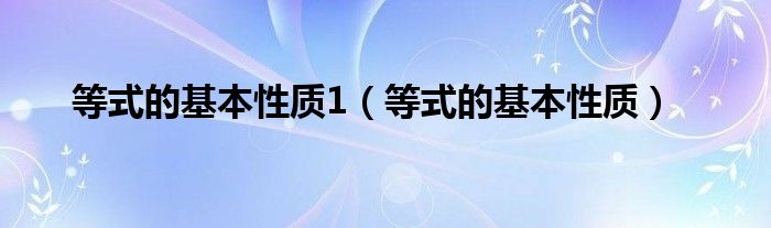 等式的基本性质1（等式的基本性质）