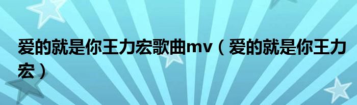 爱的就是你王力宏歌曲mv（爱的就是你王力宏）