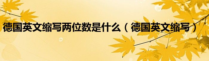 德国英文缩写两位数是什么（德国英文缩写）