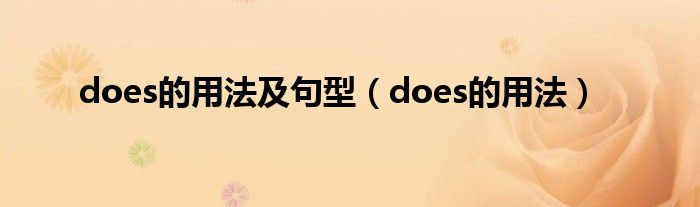 does的用法及句型（does的用法）