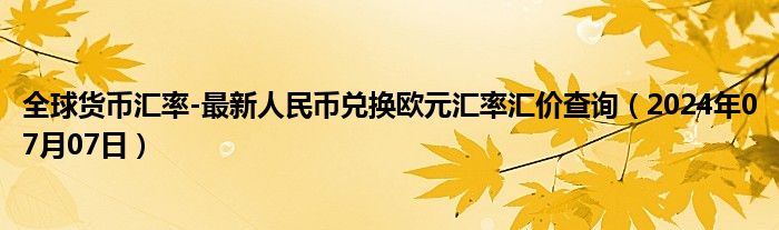 全球货币汇率-最新人民币兑换欧元汇率汇价查询（2024年07月07日）