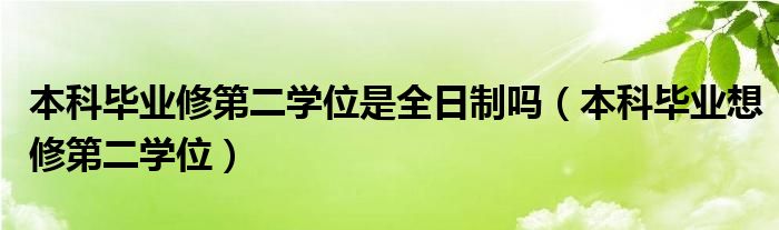 本科毕业修第二学位是全日制吗（本科毕业想修第二学位）