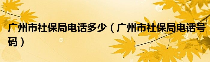 广州市社保局电话多少（广州市社保局电话号码）