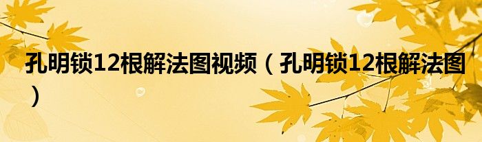 孔明锁12根解法图视频（孔明锁12根解法图）