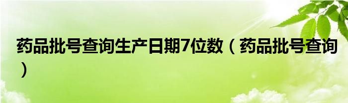 药品批号查询生产日期7位数（药品批号查询）