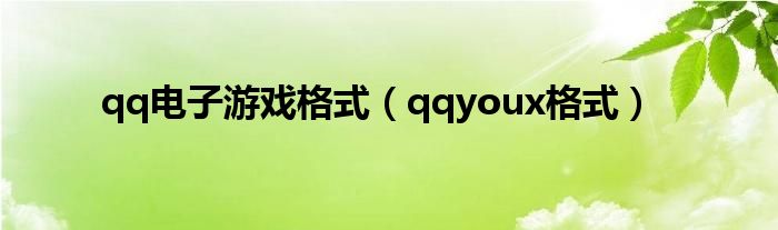 qq电子游戏格式（qqyoux格式）