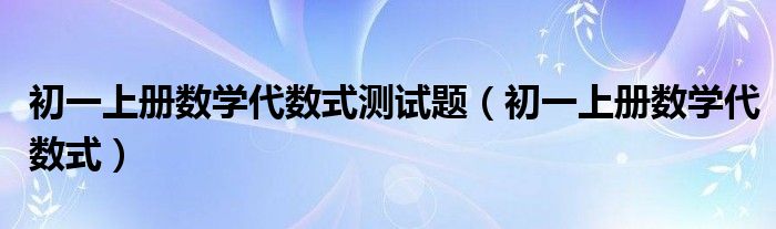 初一上册数学代数式测试题（初一上册数学代数式）