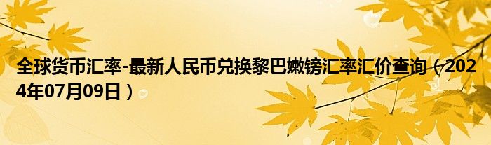 全球货币汇率-最新人民币兑换黎巴嫩镑汇率汇价查询（2024年07月09日）