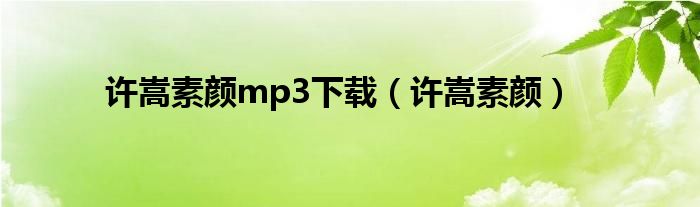 许嵩素颜mp3下载（许嵩素颜）