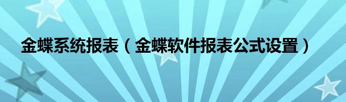 金蝶系统报表（金蝶软件报表公式设置）