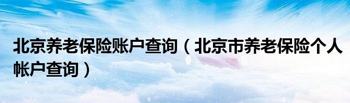 北京养老保险账户查询（北京市养老保险个人帐户查询）