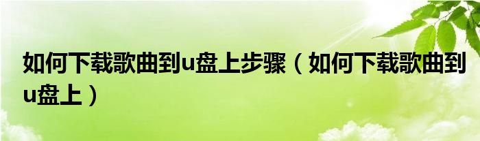 如何下载歌曲到u盘上步骤（如何下载歌曲到u盘上）