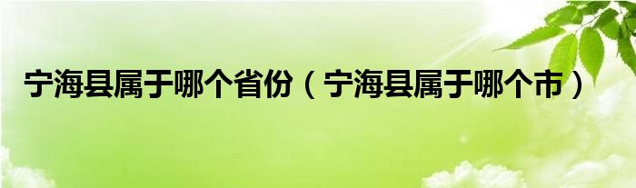 宁海县属于哪个省份（宁海县属于哪个市）