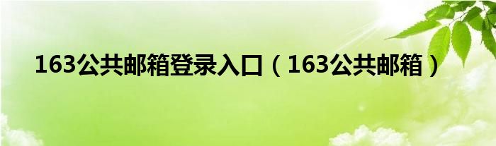 163公共邮箱登录入口（163公共邮箱）