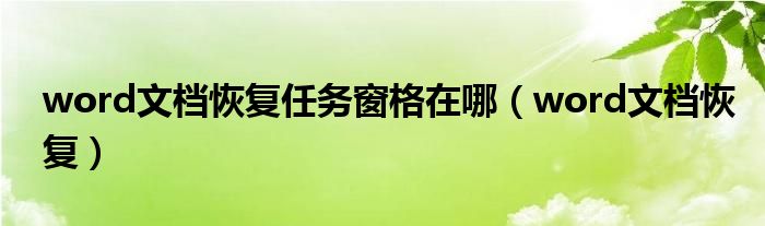 word文档恢复任务窗格在哪（word文档恢复）