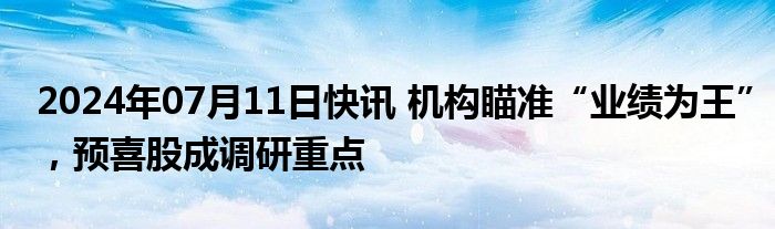 2024年07月11日快讯 机构瞄准“业绩为王”，预喜股成调研重点