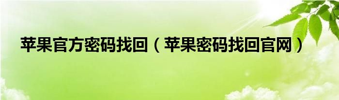 苹果官方密码找回（苹果密码找回官网）