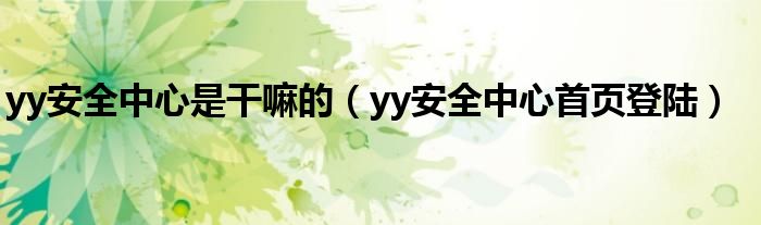 yy安全中心是干嘛的（yy安全中心首页登陆）