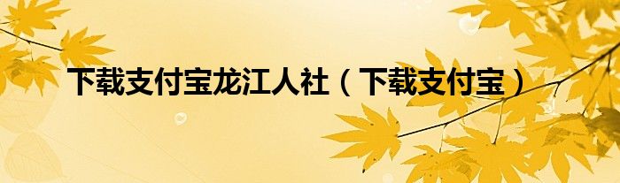 下载支付宝龙江人社（下载支付宝）