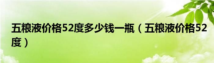 五粮液价格52度多少钱一瓶（五粮液价格52度）