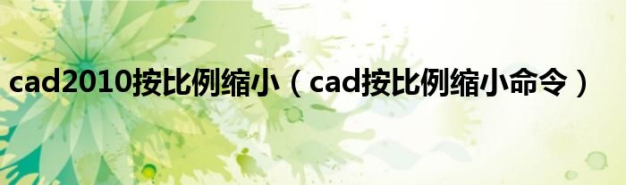 cad2010按比例缩小（cad按比例缩小命令）