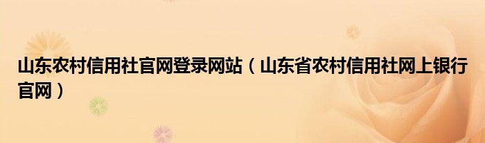 山东农村信用社官网登录网站（山东省农村信用社网上银行官网）