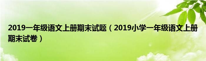 2019一年级语文上册期末试题（2019小学一年级语文上册期末试卷）