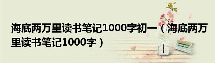 海底两万里读书笔记1000字初一（海底两万里读书笔记1000字）