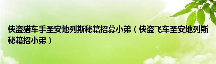 侠盗猎车手圣安地列斯秘籍招募小弟（侠盗飞车圣安地列斯秘籍招小弟）