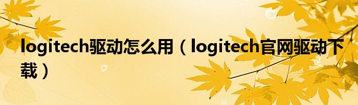 logitech驱动怎么用（logitech官网驱动下载）