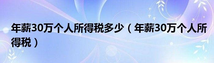 年薪30万个人所得税多少（年薪30万个人所得税）