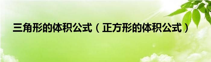 三角形的体积公式（正方形的体积公式）