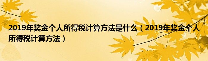 2019年奖金个人所得税计算方法是什么（2019年奖金个人所得税计算方法）