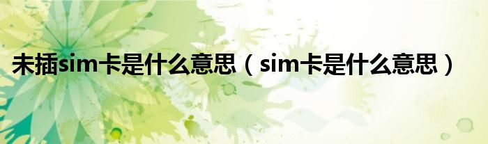 未插sim卡是什么意思（sim卡是什么意思）